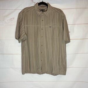 REI Men's Brown Striped Button Down Shirt